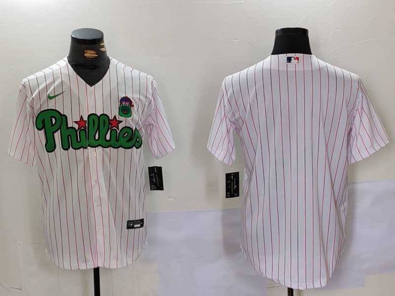 Mens Philadelphia Phillies Blank White Green Cool Base Stitched Jersey